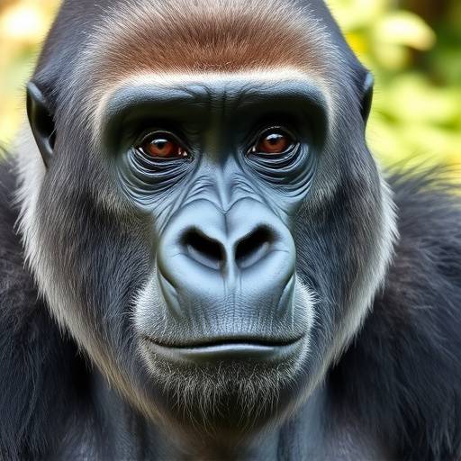 A silverback gorilla in Bwindi Impenetrable National Park looking directly at the camera.